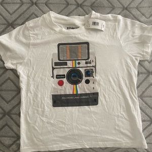 white polaroid shirt